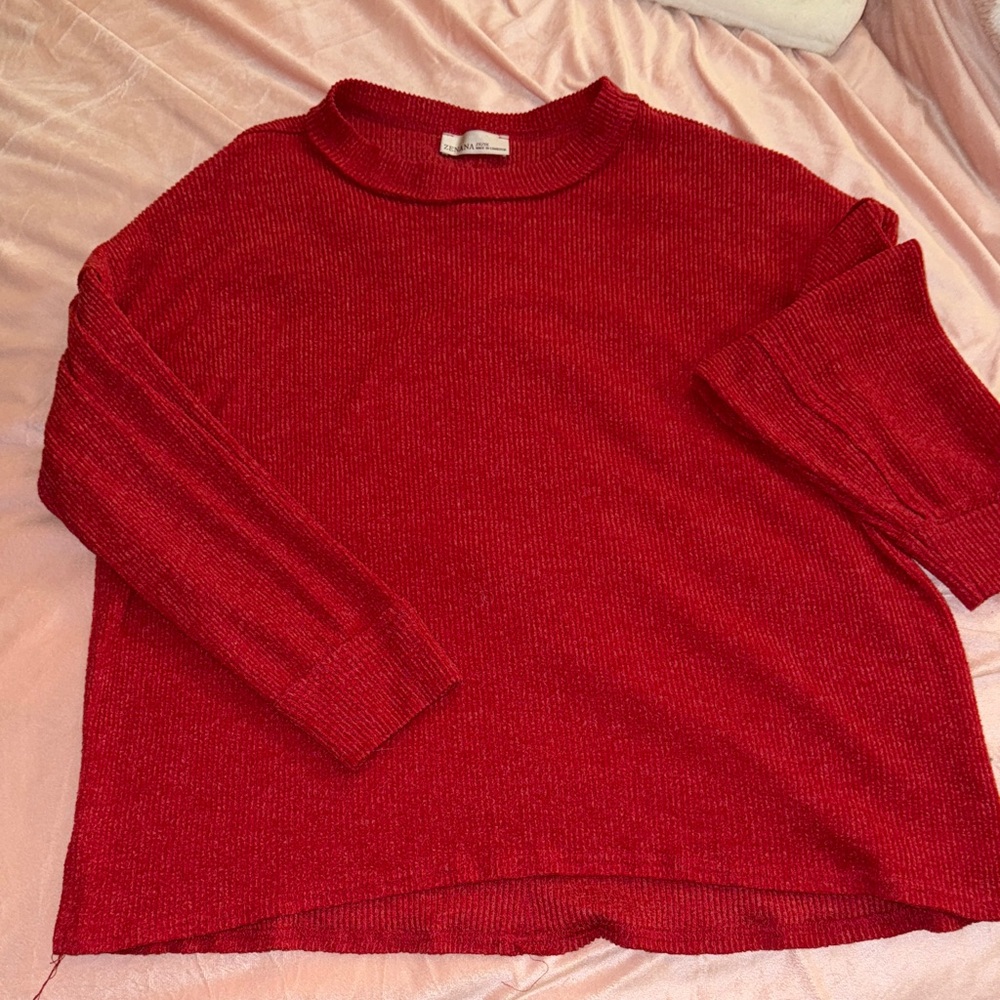 Zenana Vibrant Red Knit Top